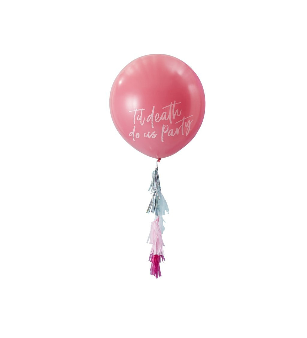 Růžový balónek s alu střapci velký