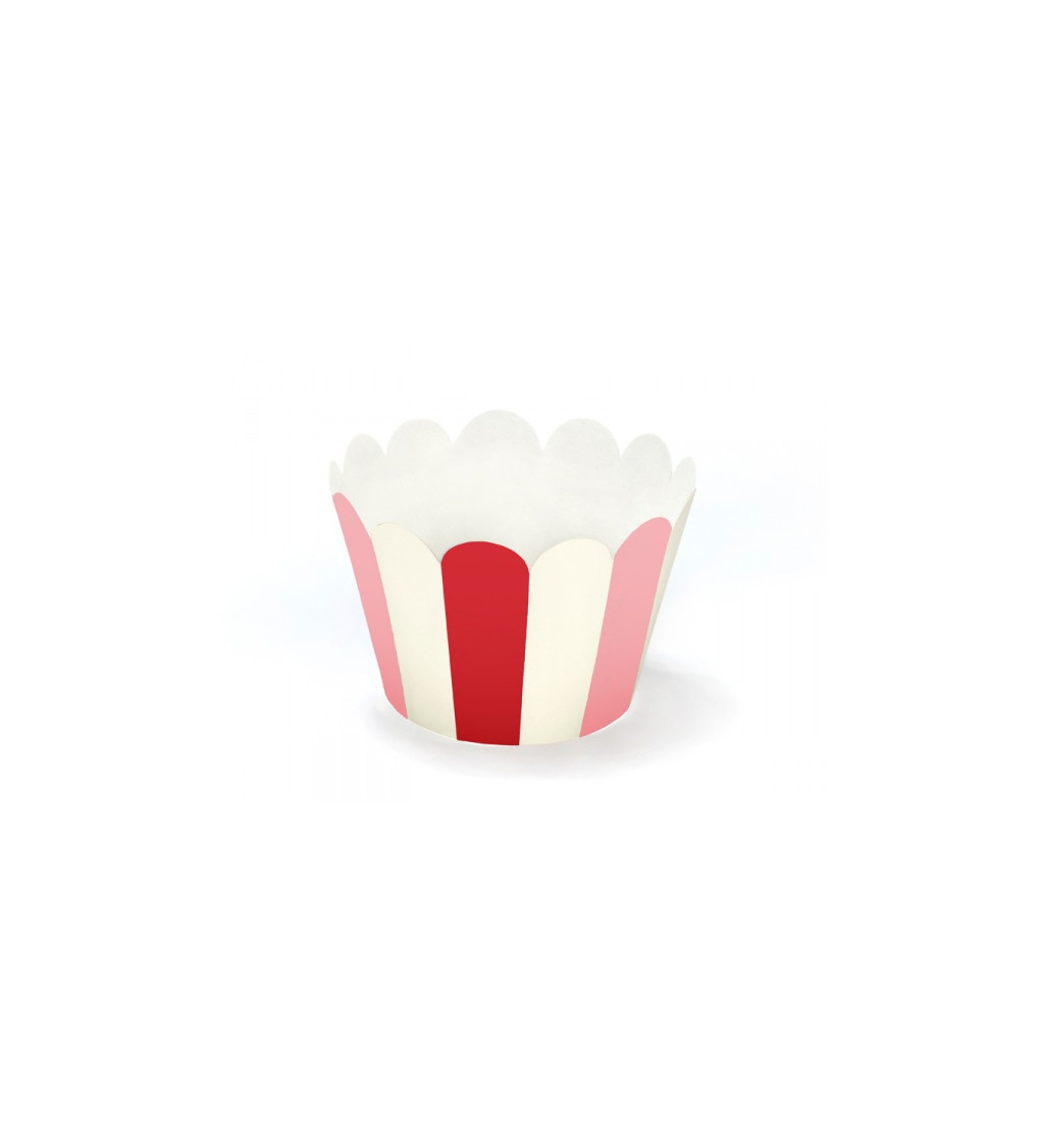 Cupcaky - proužky, červeno-růžové (6 ks