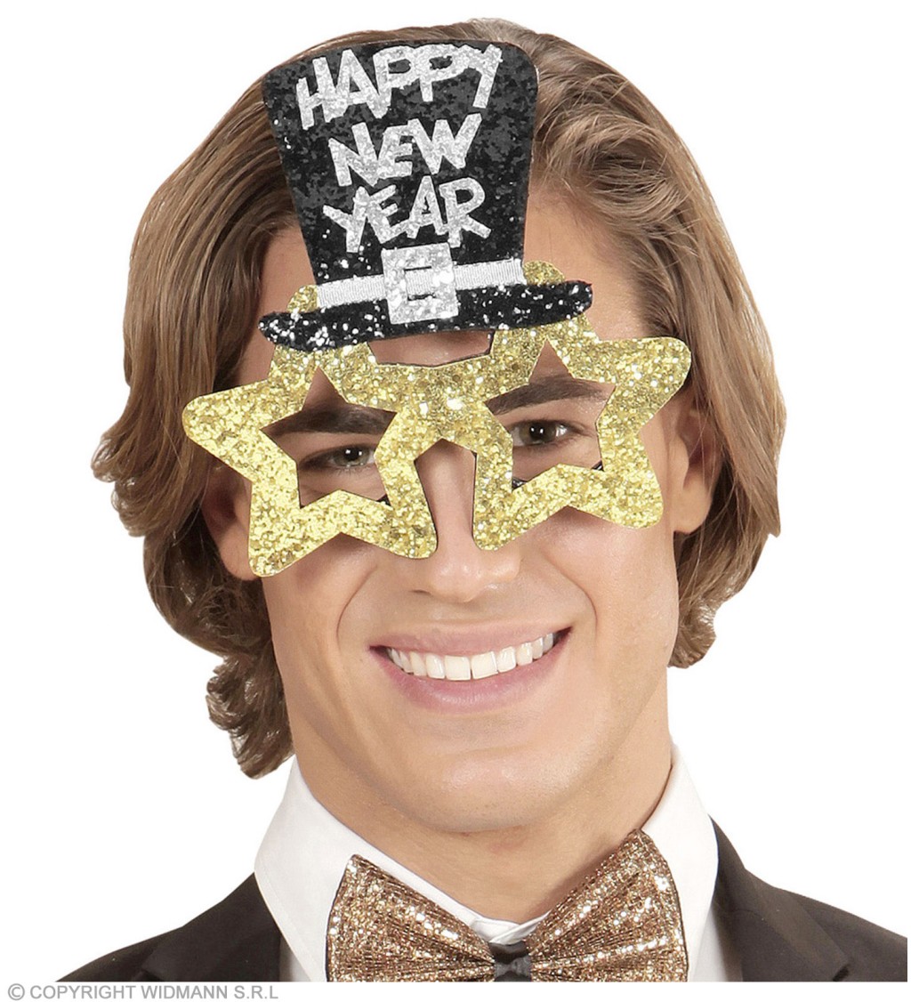 Novoroční brýle s kloboukem zlaté
