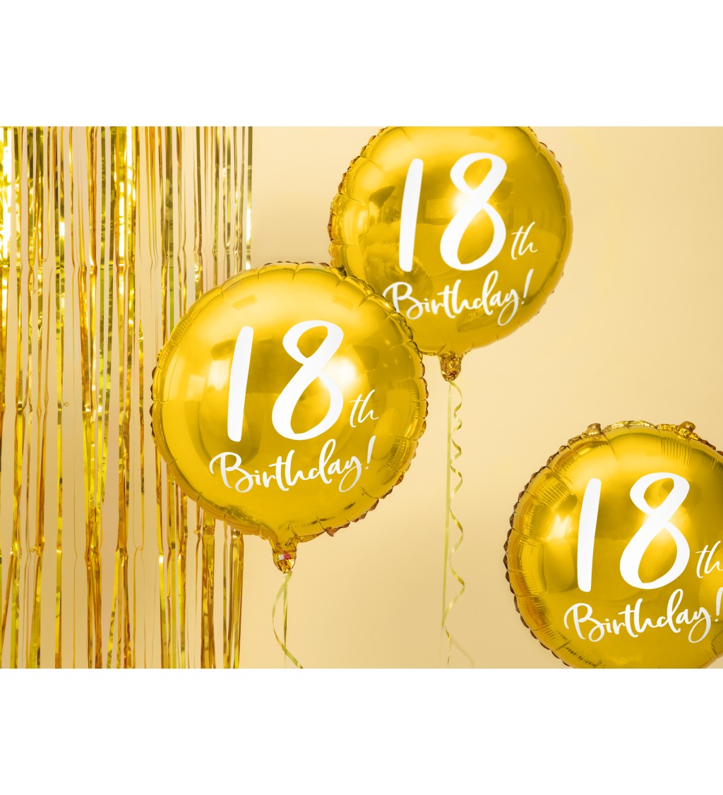 Fóliový balónek - 18th Birthday, zlatý