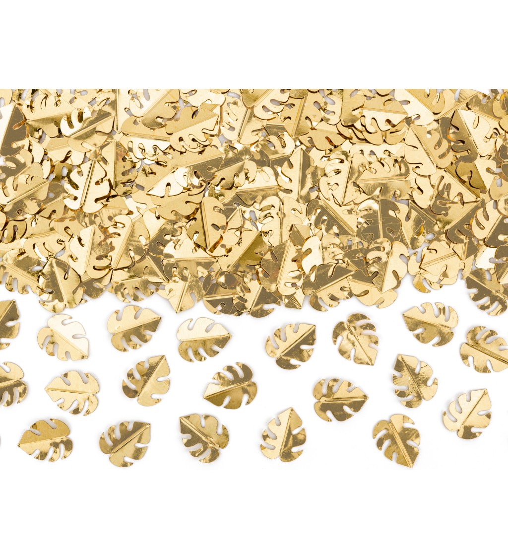 Zlaté metalické konfety - listy