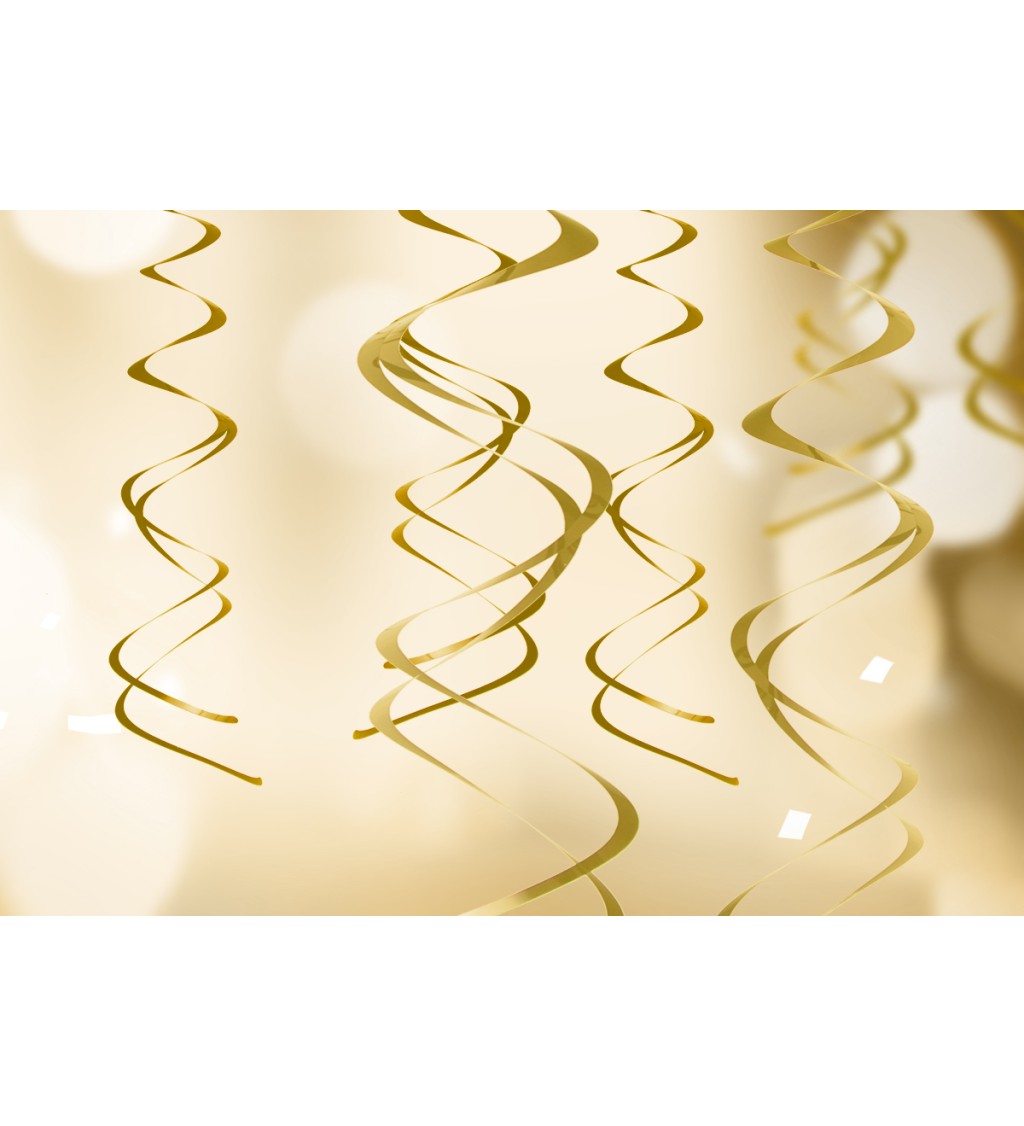 Dekorace - zlaté závěsné spirály