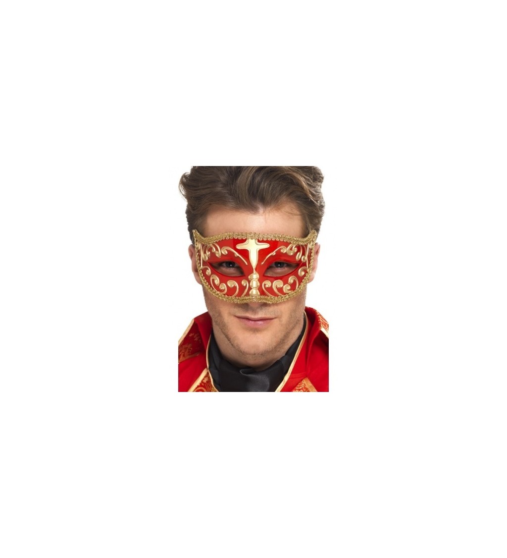 Benátská maska Casanova, červené provedení