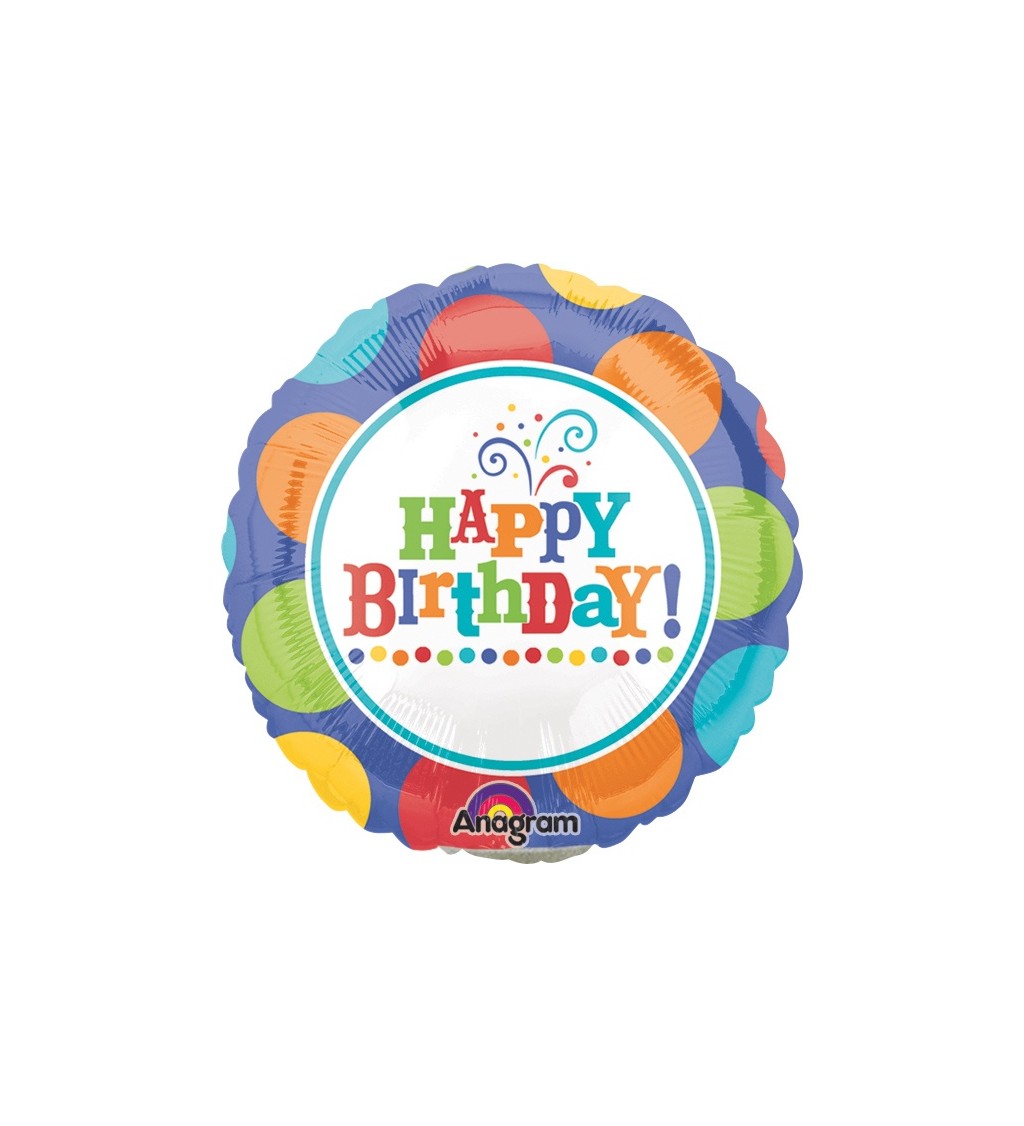Fóliový balónek s nápisem Happy birthday!