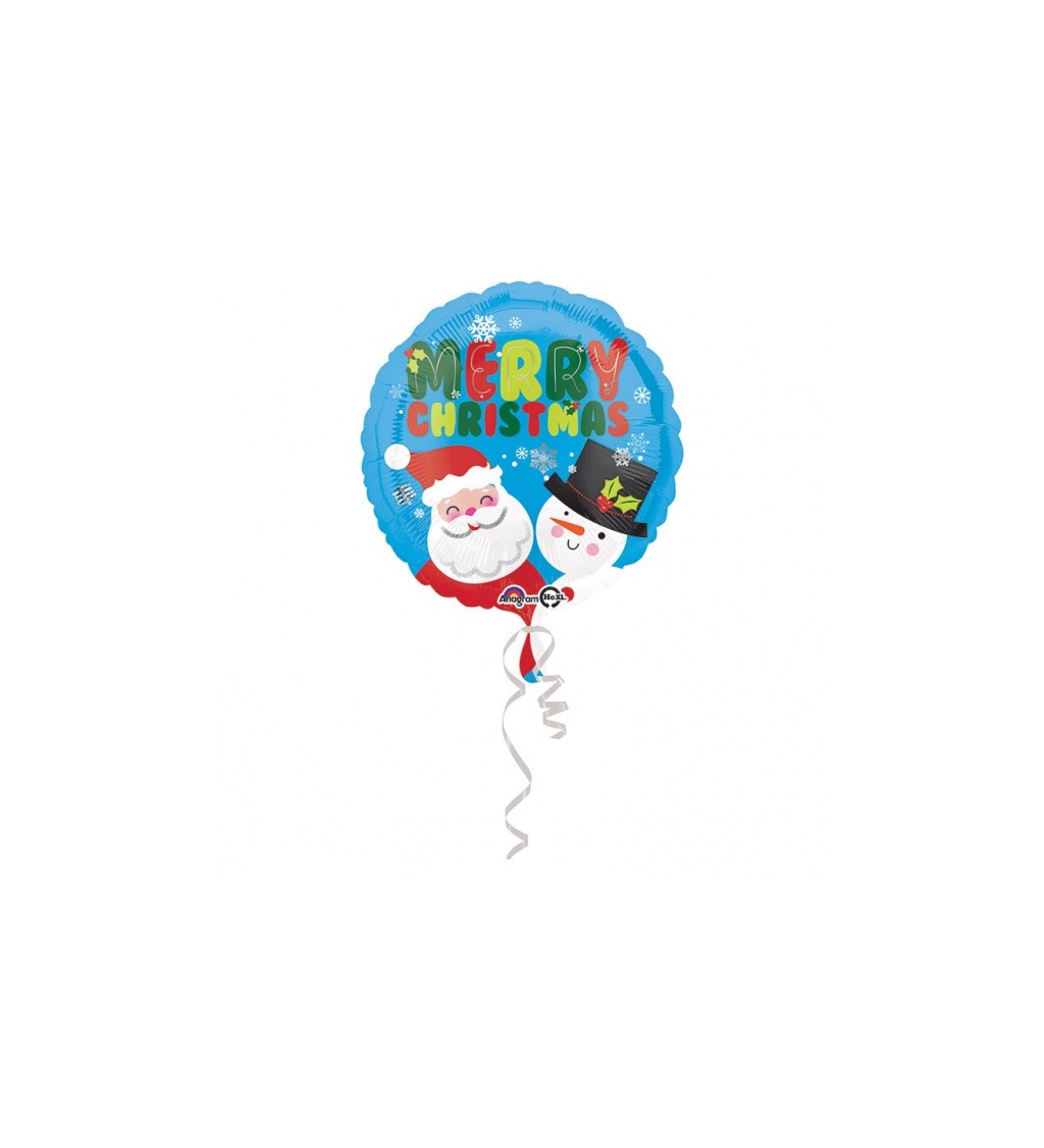 Dětský vánoční fóliový balónek Santa a Sněhulák