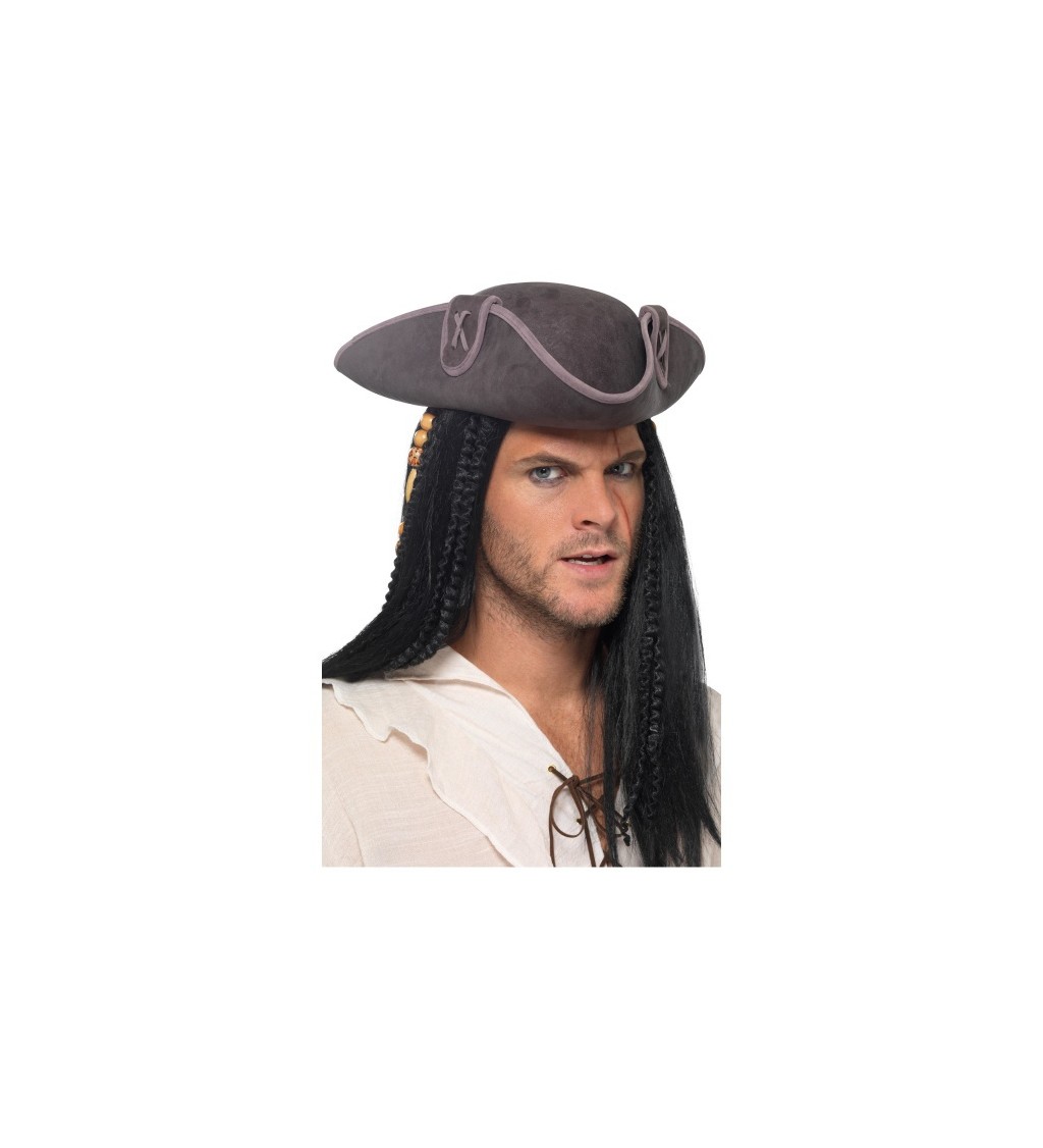 Šedý pirátský klobouk