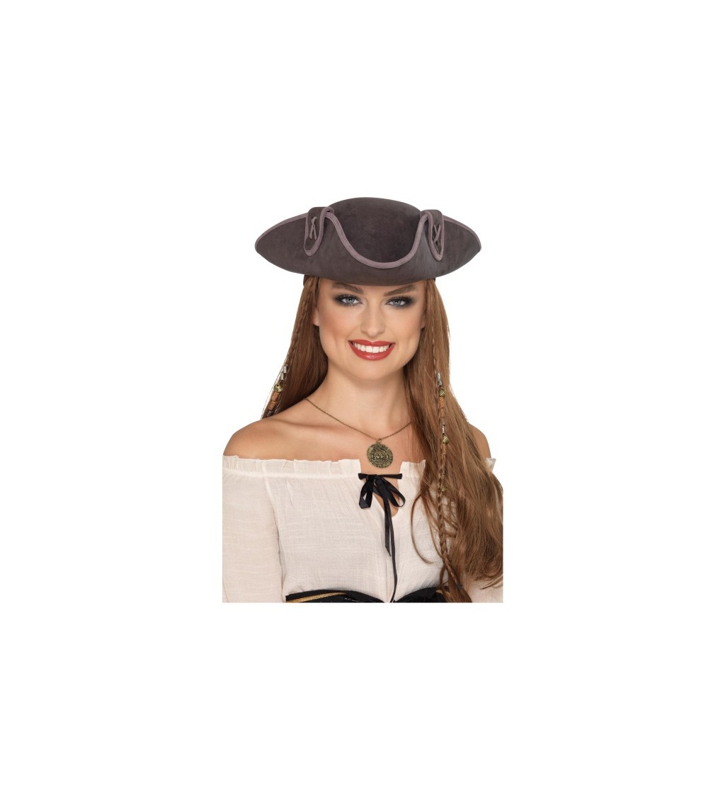 Šedý pirátský klobouk