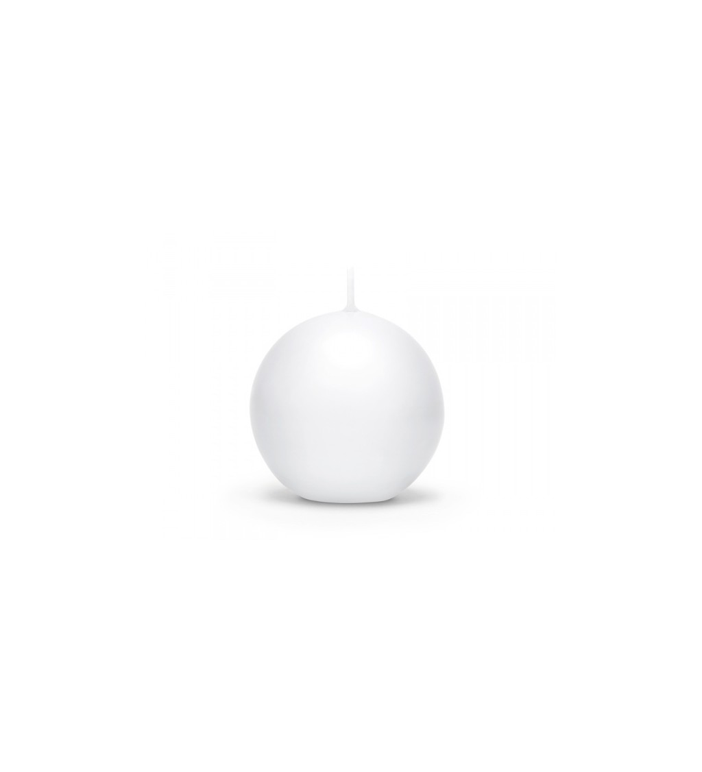 Kulatá svíčka - matná bílá, 8 cm (6 ks)