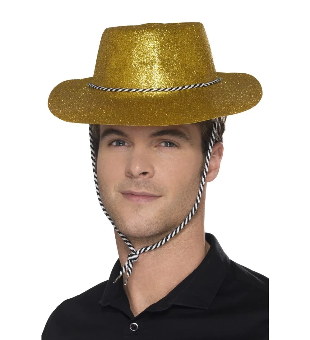 Kovbojský glitter klobouk zlatý