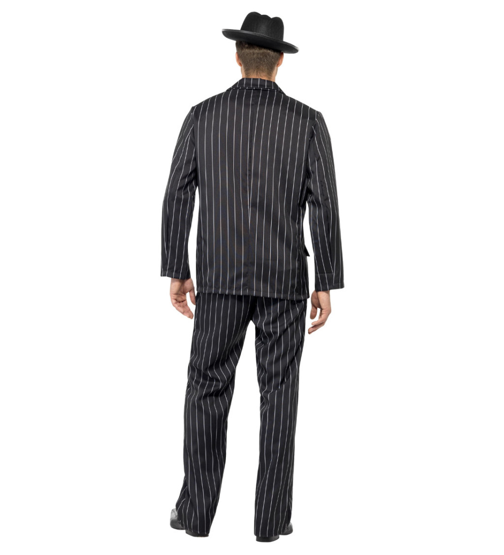 Kostým pro muže - Gangster černý s pruhem
