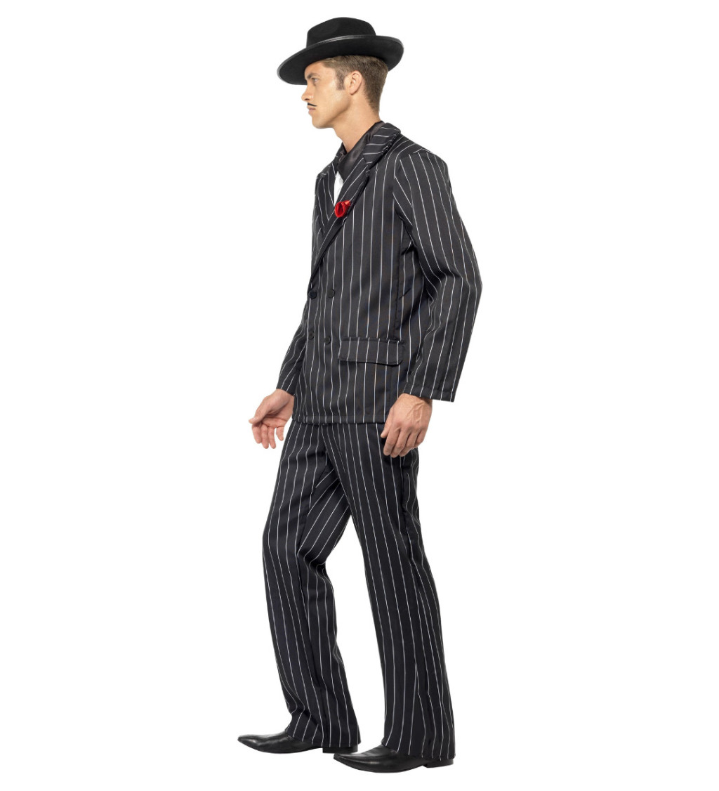 Kostým pro muže - Gangster černý s pruhem