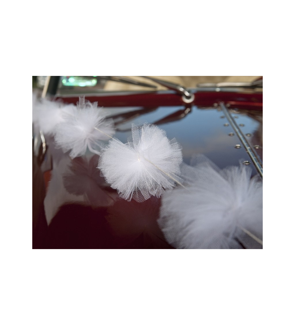 Dekorace - tyl/závoj na auto, svatební