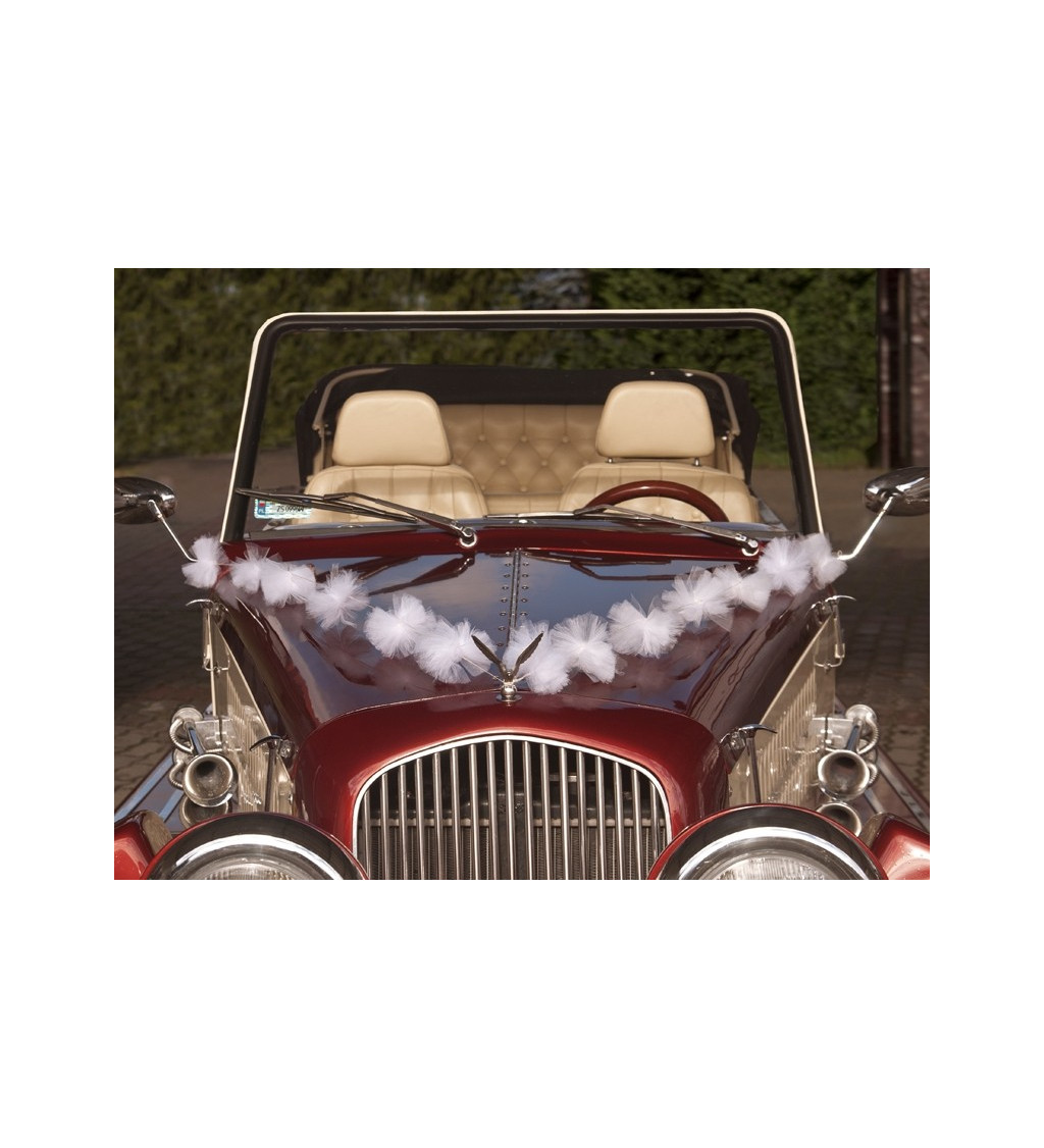 Dekorace - tyl/závoj na auto, svatební