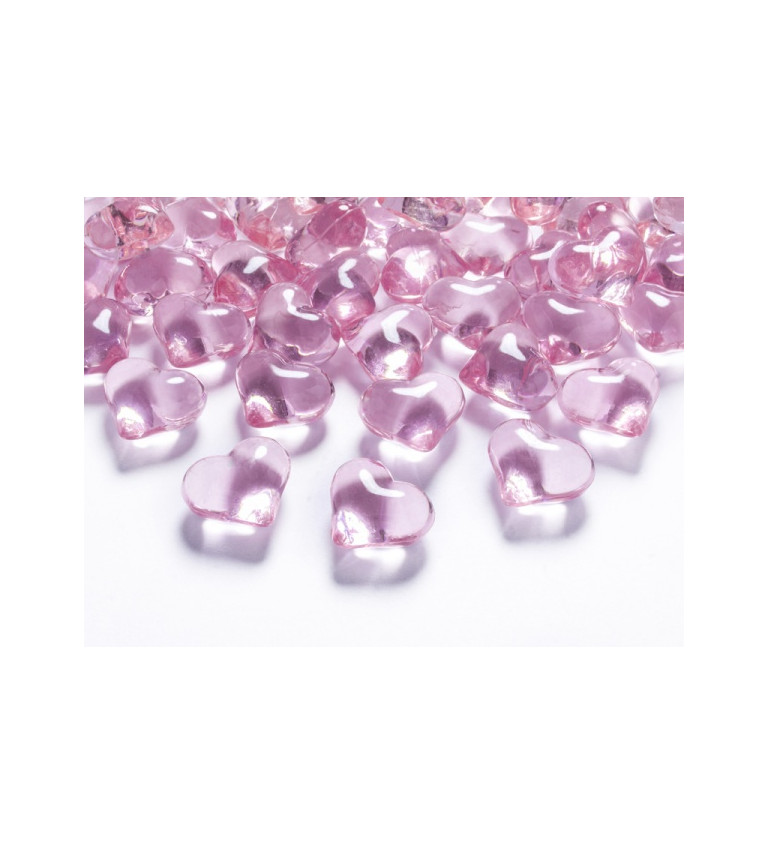 Krystaly - světle růžová srdce (30 ks)