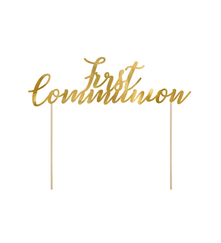 Nápis na dort - First Communion, zlatý