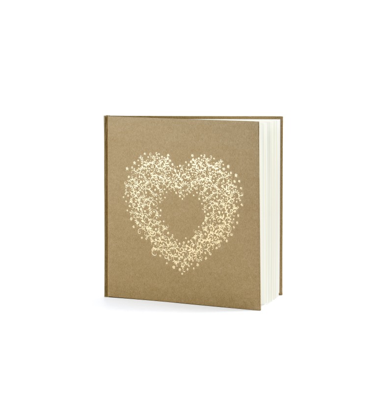 Svatební kniha - zlaté srdce, nature